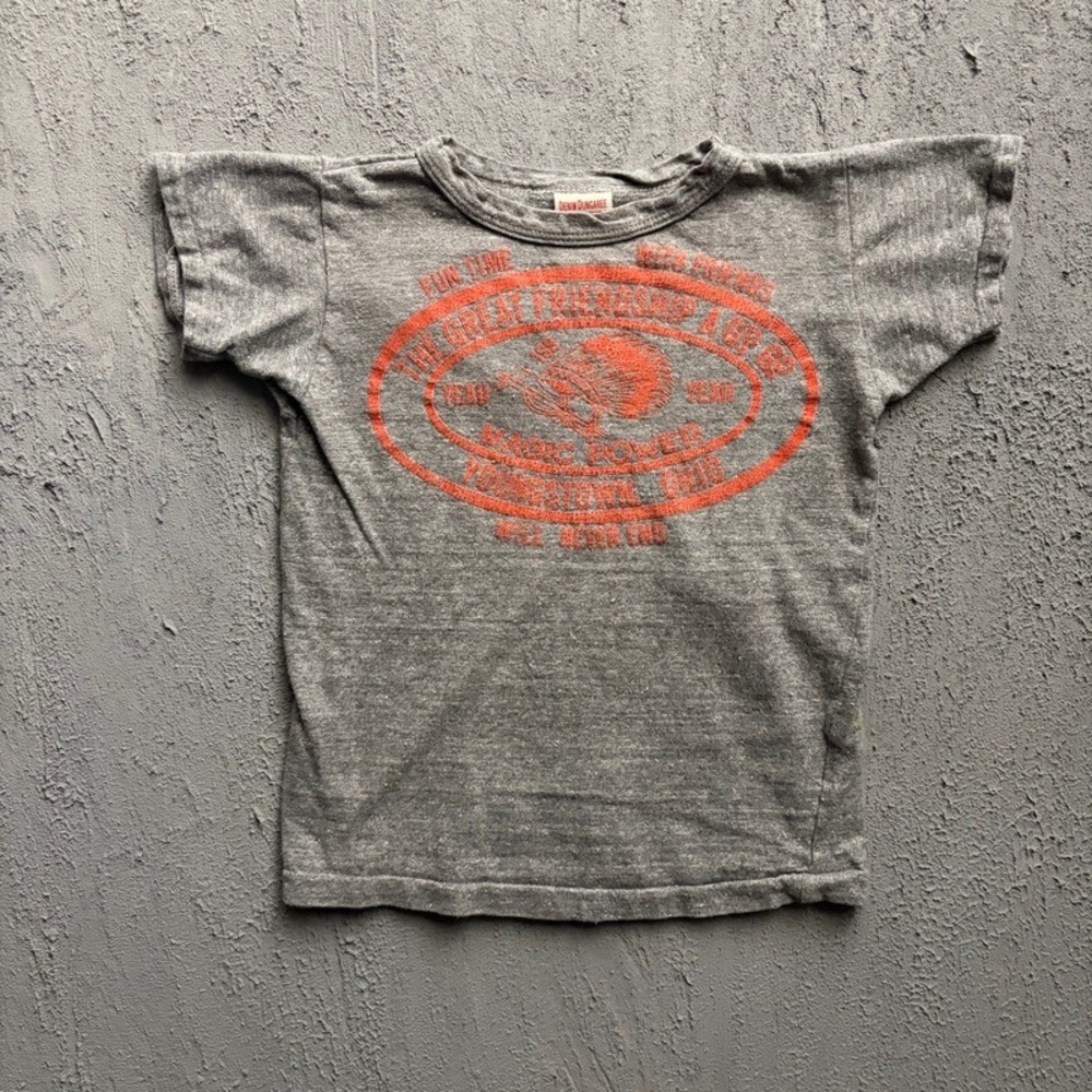 Vintage Denim Dungaree T Shirt Medium 120CM Grey Youngstown Ohio Baby Tee Japan